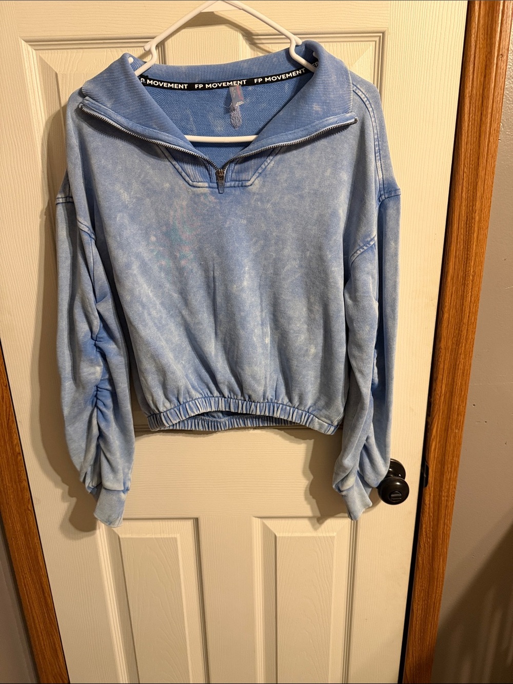 Light Blue Cropped Quarter-Zip Sweatshirt
